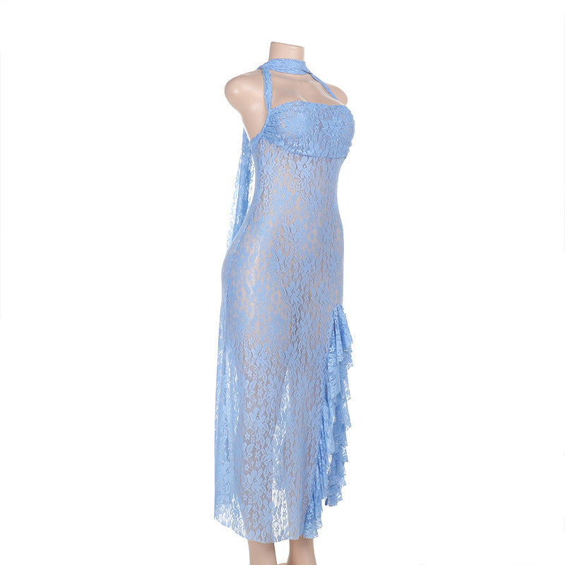 Women Holidays Lace See-Through Sexy Strap Dress 6