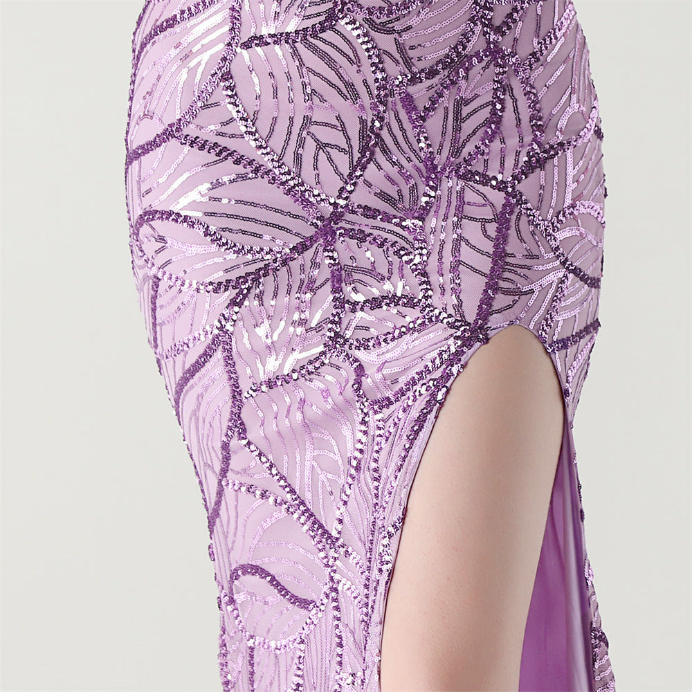 Women One Shoulder Beaded Sequin Embroidery Formal Party Prom Wedding Evening Dress 65