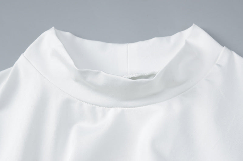 Women Summer Short Sleeve High Neck Sexy Backless Slit Lace Up Mini Dress 11