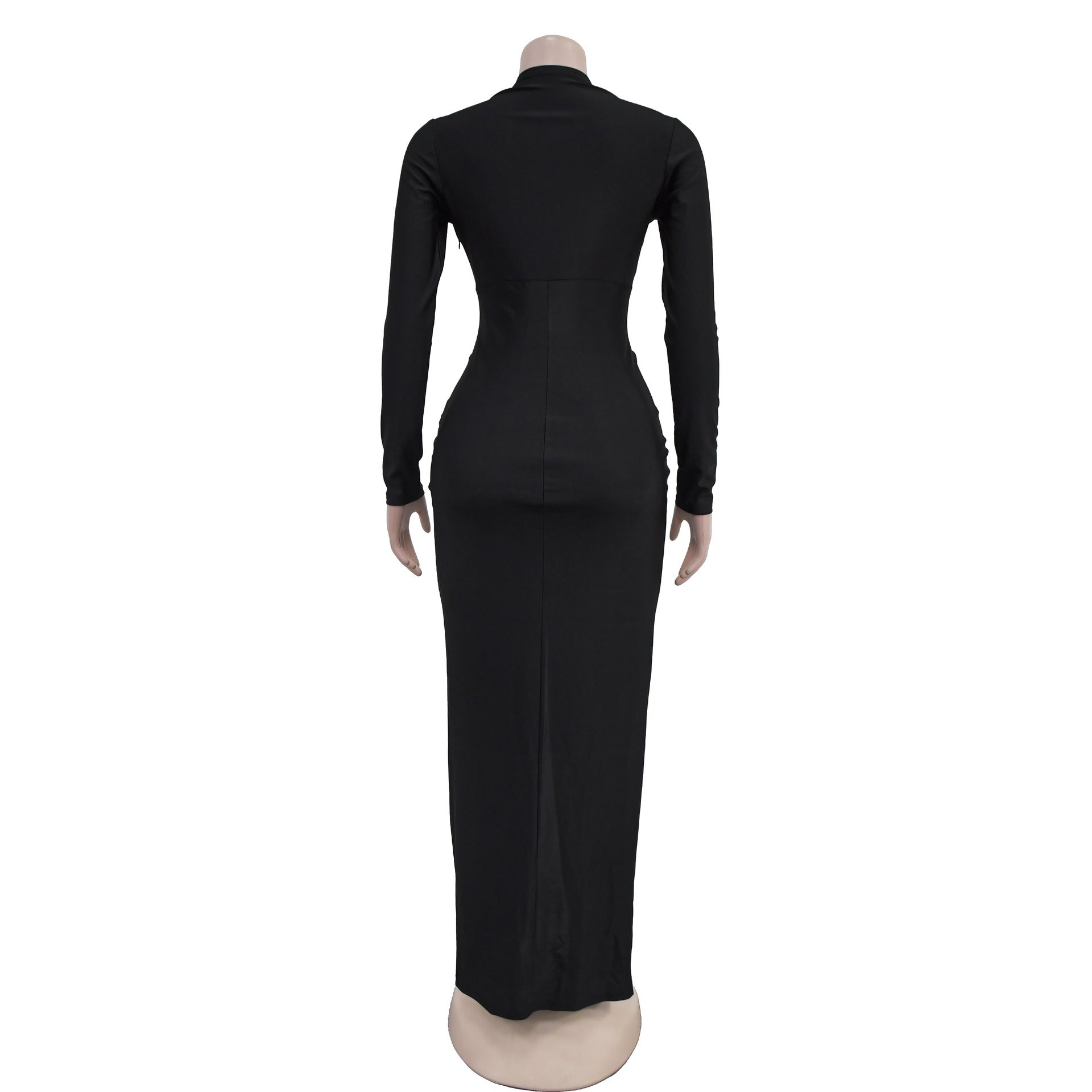 Women V-Neck Slit Solid Dress（customized,MOQ 6pcs/size/color,process time 7-10 days） 13