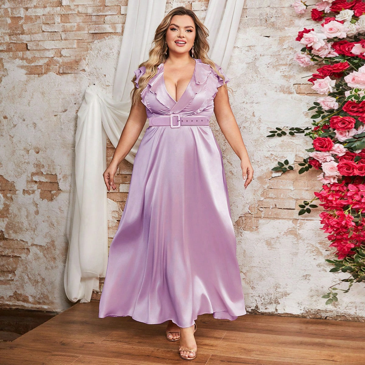 Summer Plus Size Women's Chic Ruffled Long Dress 7