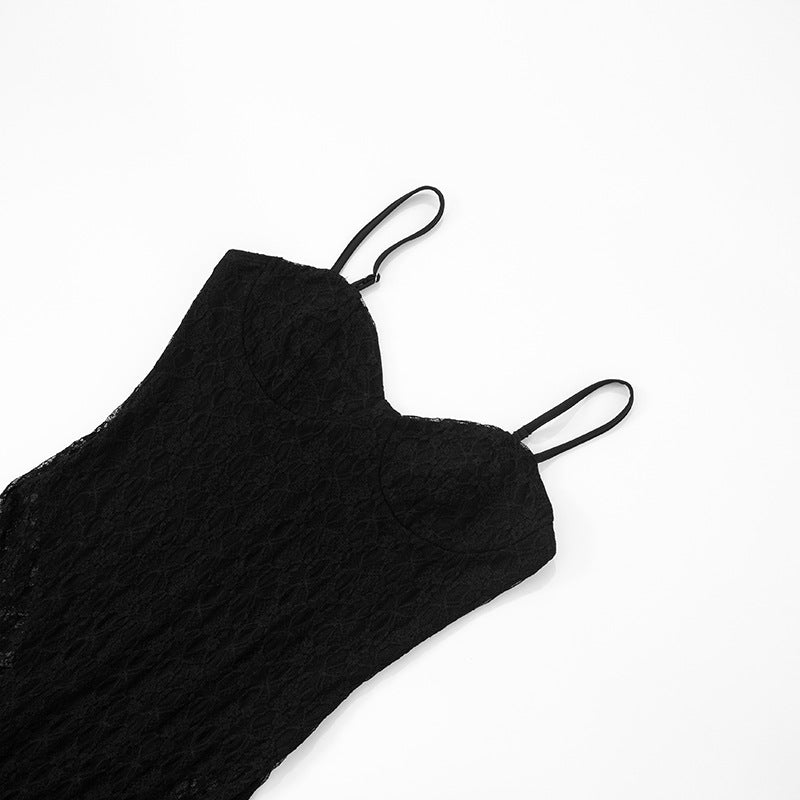 Women Sexy Lace Strapless Suspender Backless Mesh Jumpsuit 21