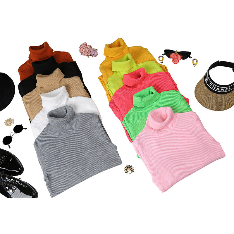 Women's Solid Color Basic Shirt Autumn Knitting Shirt Turtleneck Plus Size Sweater 14