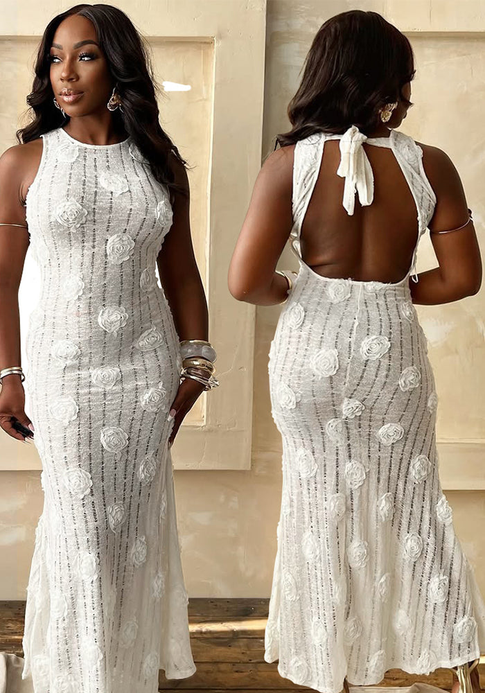 Women Sexy Sleeveless Strapless Solid Maxi Dress