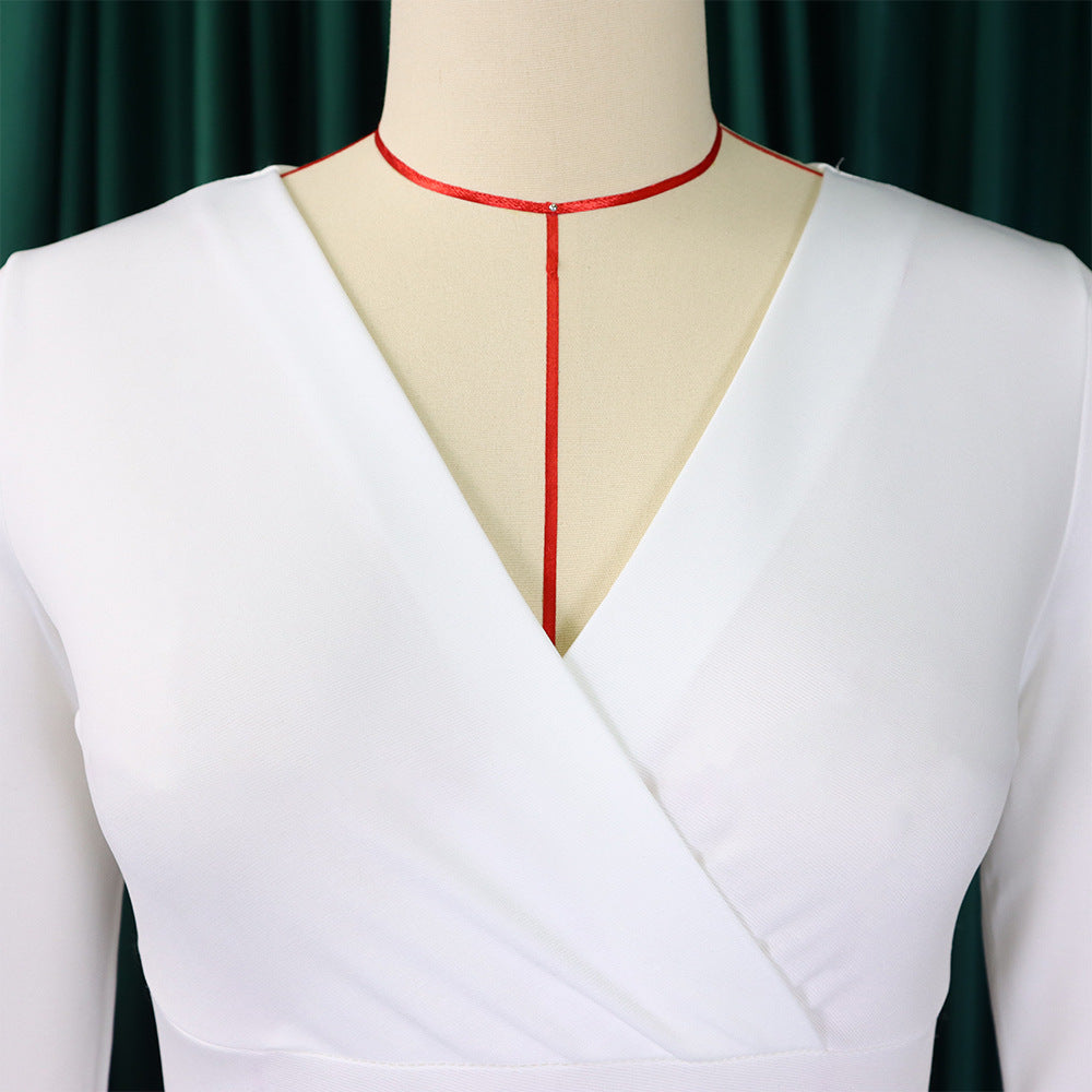 Women's V Neck Chic Bodycon OL Career Africa Plus Size Dress 17