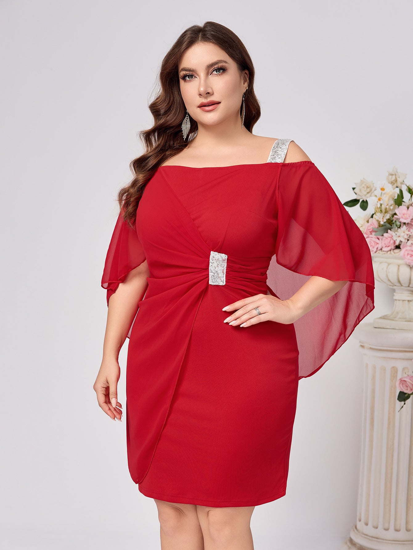 Plus Size Women Sleeve Strap Dress 5