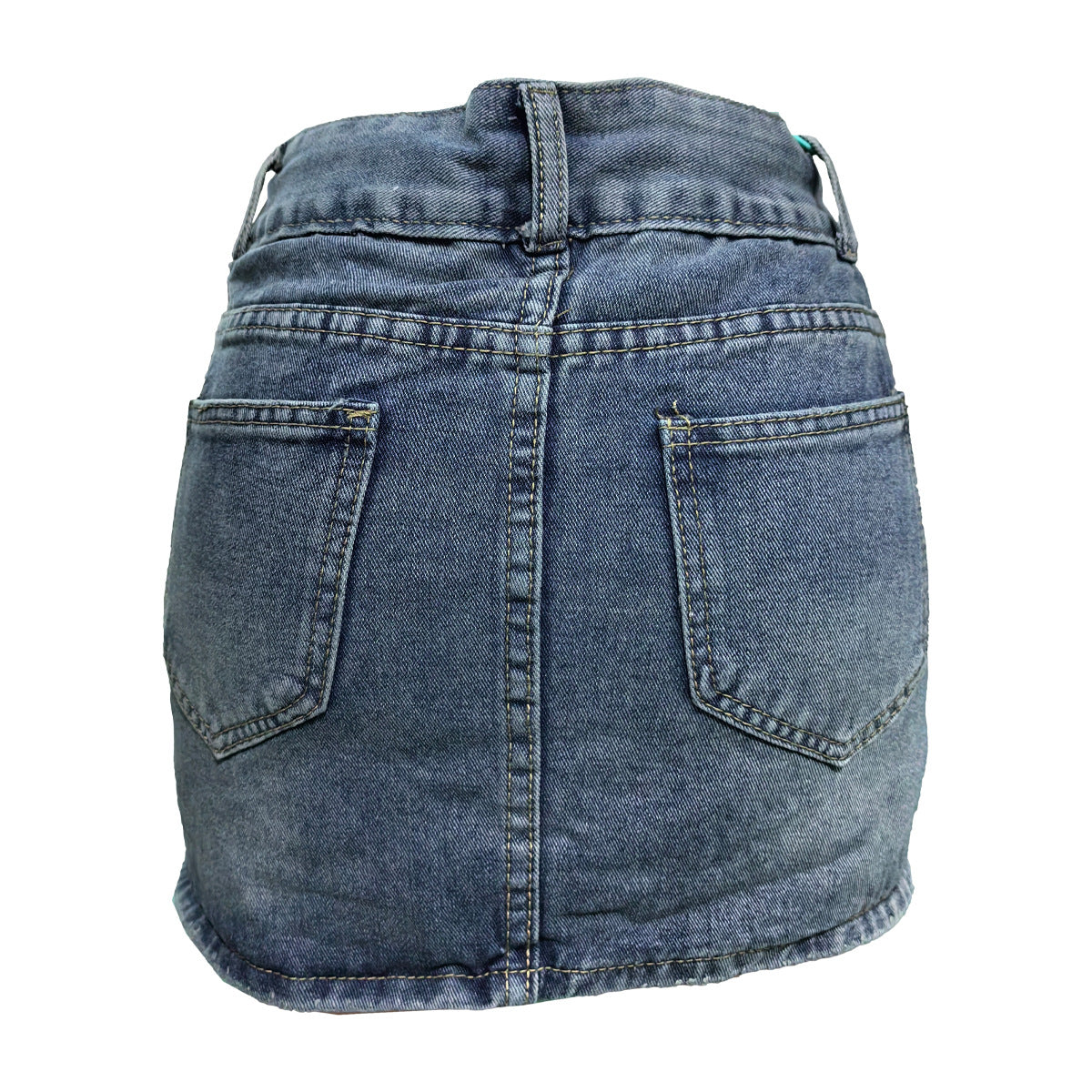 Women Washed Double Button Denim Skirt 7