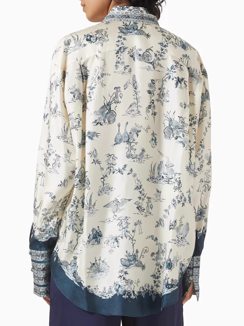 Women's Print Shirt Long Sleeve Turndown Collar Trendy Loose Top 6
