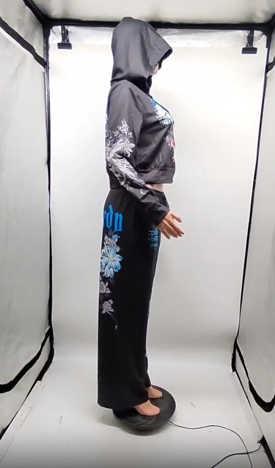 Women's Fashion Casual Print Hooded Two Piece Pants Set 10