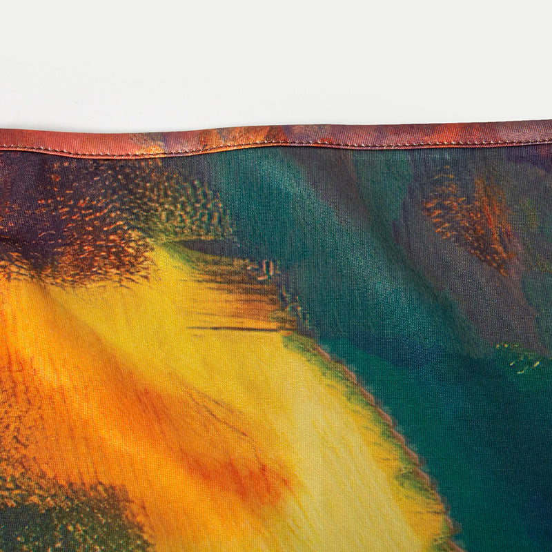 Women Fall Off Shoulder Long Sleeve Print Dress 10