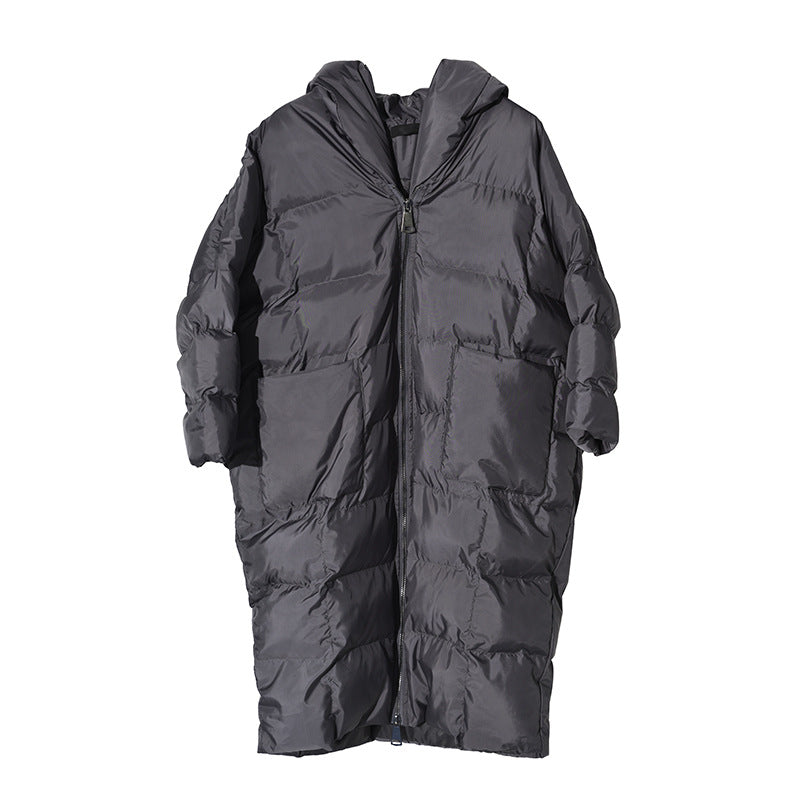 Women Winter Loose Plus Size Long Hooded Padded Jacket Over Knee Down Coat 3
