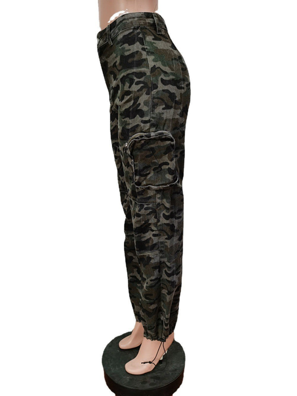 Women Denim Camo Cargo Pants 9