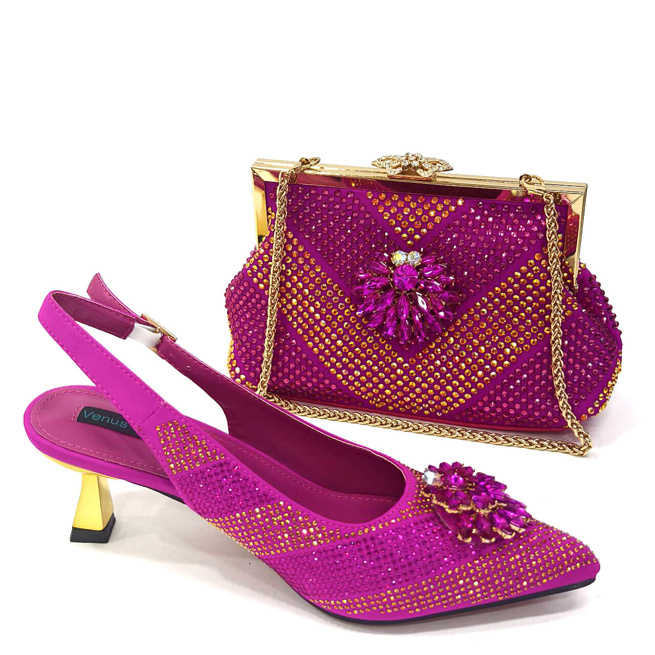 Pointed-Toe Shoe And Bag Set Combination Heels Pointed-Toe Shoes Trapezoidal Bags 7