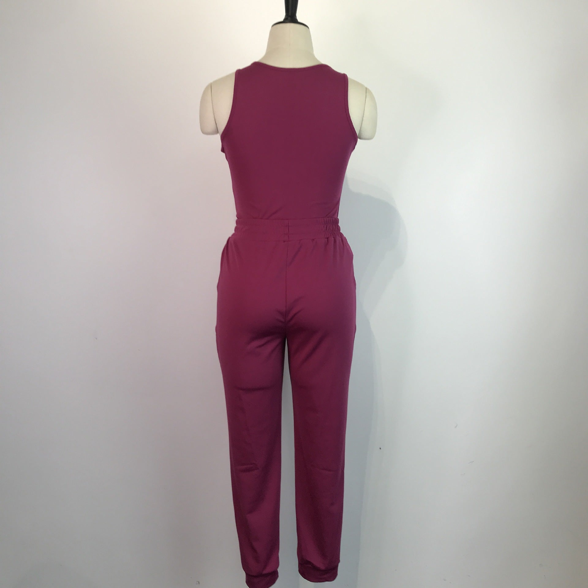 Women's Sexy Solid Vest Drawstring Trousers Two-Piece Set For Women 28