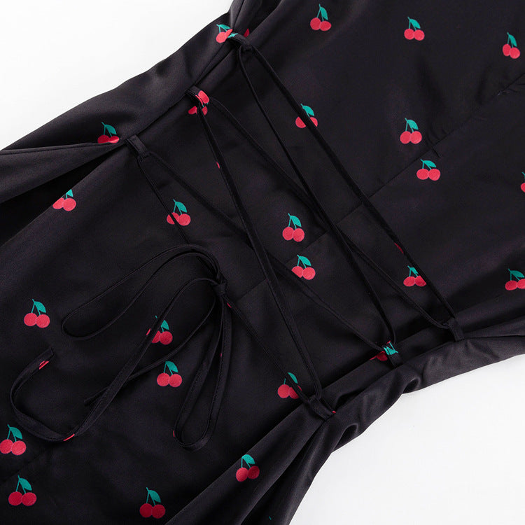 Women's Printed Round Neck Long Sleeve Dress Fall Fashion Slim Waist Satin Maxi Dress 25