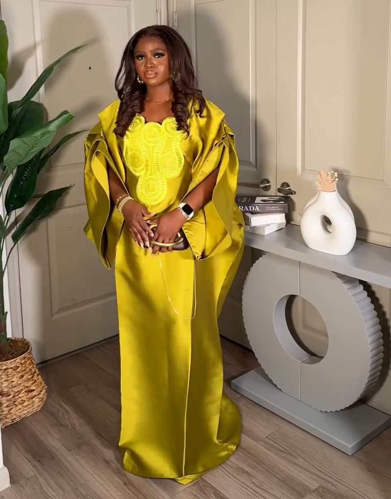 Plus-Size African Women Embroidered Dress