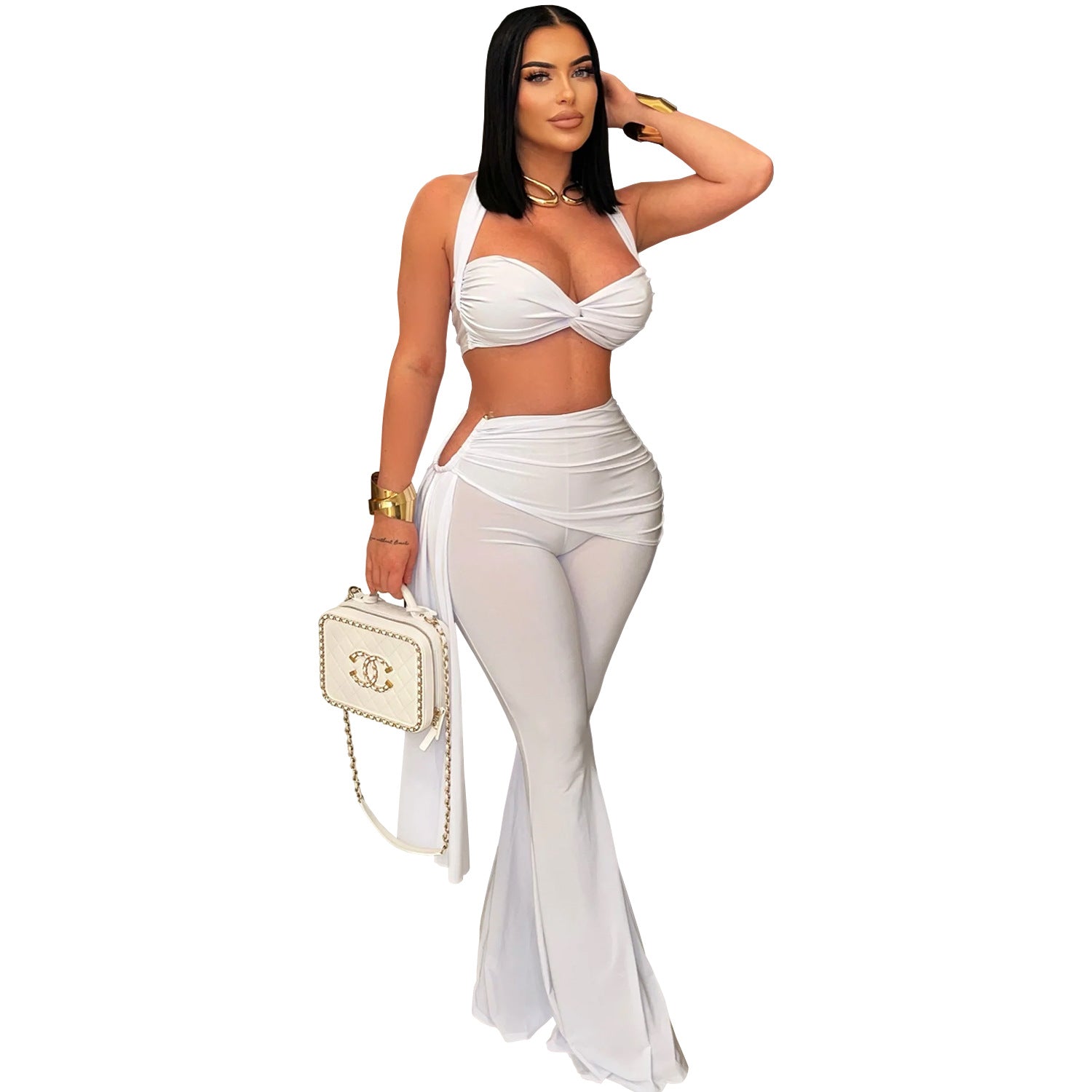 Women Sexy Summer Strapless Lace-Up Two-Piece Set 10