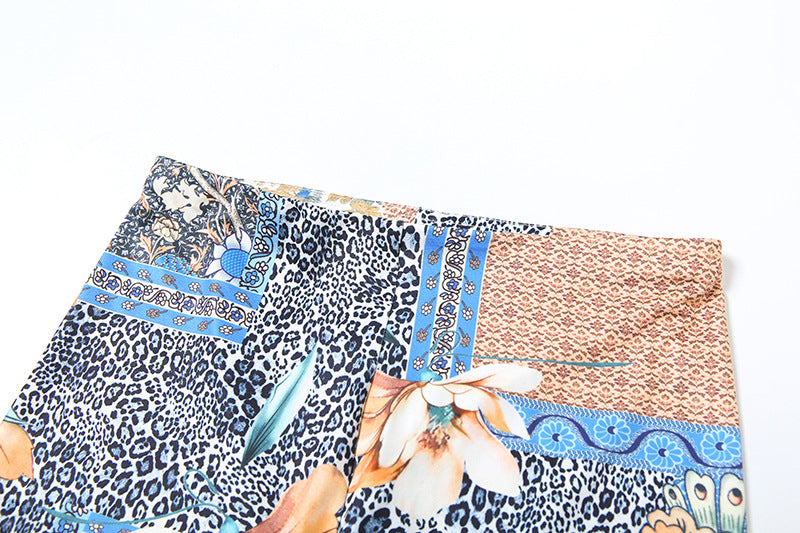 Women's Spring Halter Neck Lace-Up Floral Print Vest Trousers Two P iece Set 15