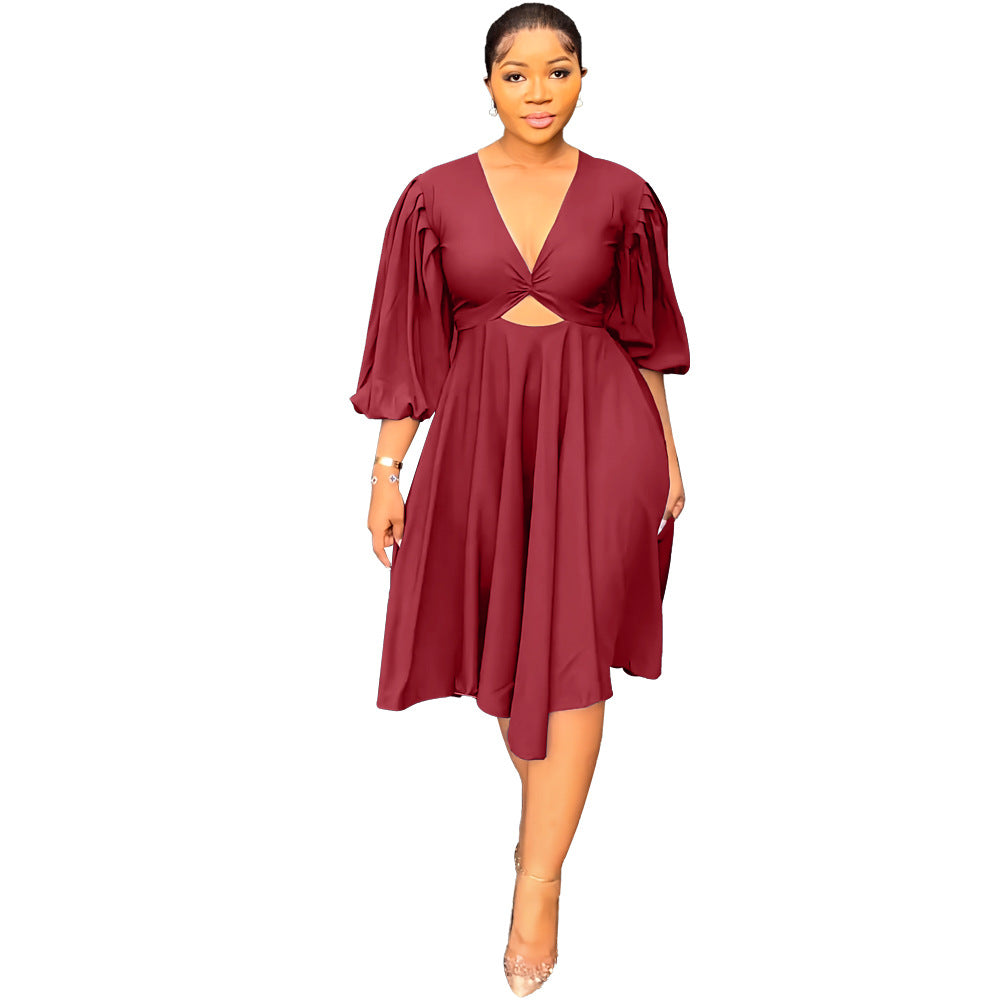 Women v-neck cutout dress 11