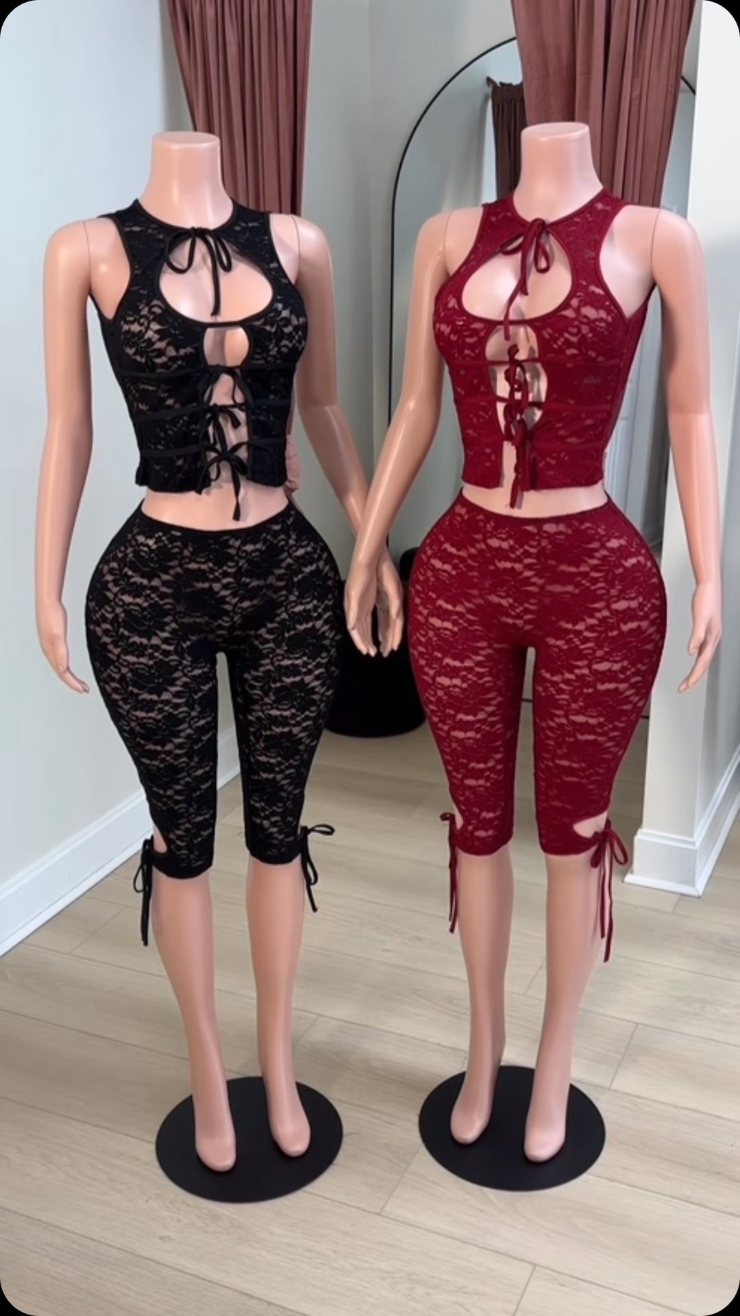 Summer Chic See-Through Lace Camisole with Midi Shorts Two-Piece Set 6