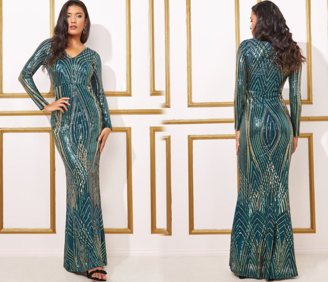 Women Sequin Elegant Formal Party Evening Dress 4
