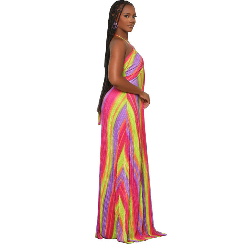 Summer Women's Slip Dress Maxi Casual Printed Dress Fashion Clothing