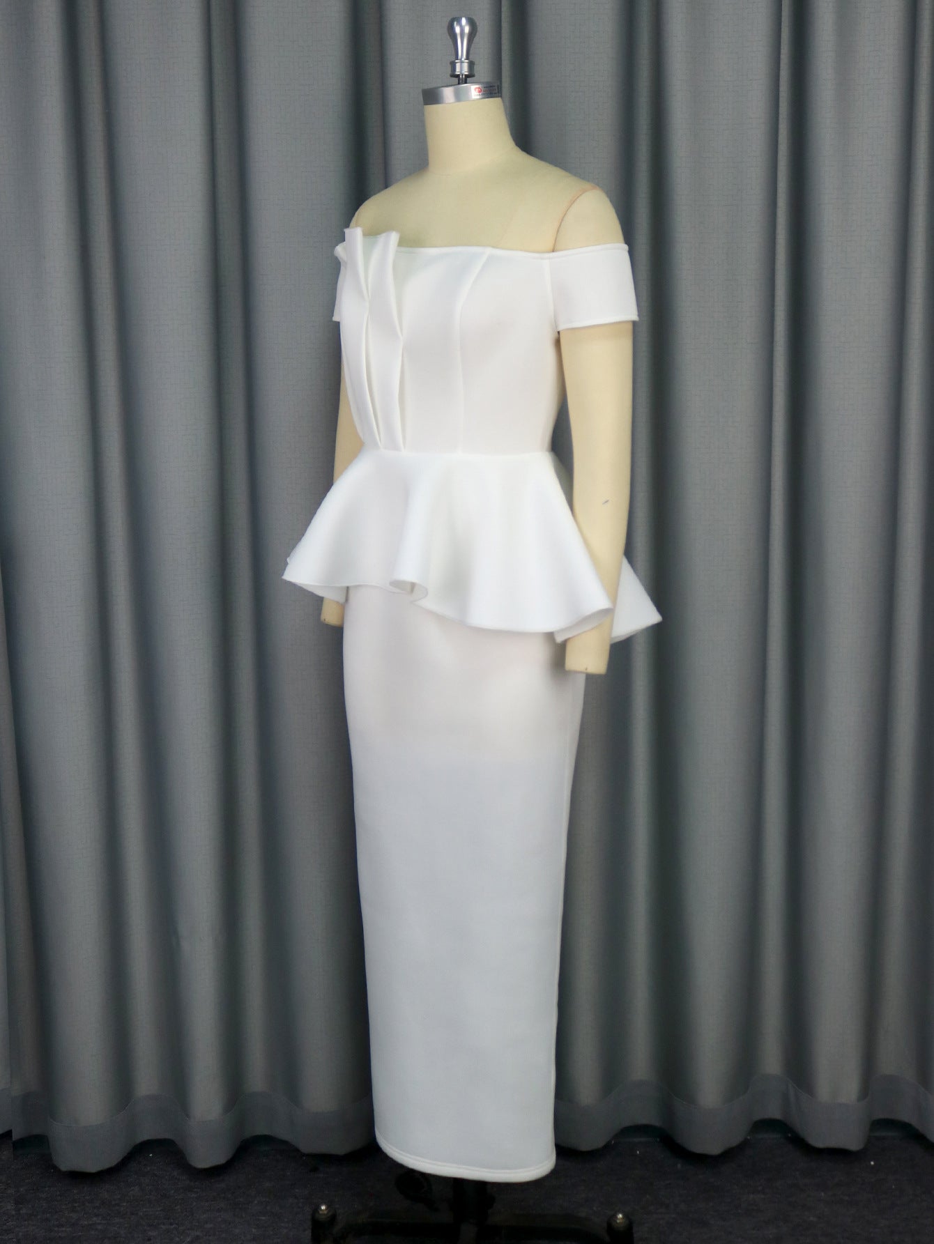 White Strapless Ruffle Bridesmaid Dress 6