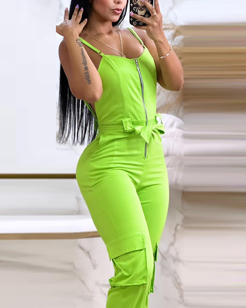 Women Zippered Sling Accordion Bag Jumpsuit 5