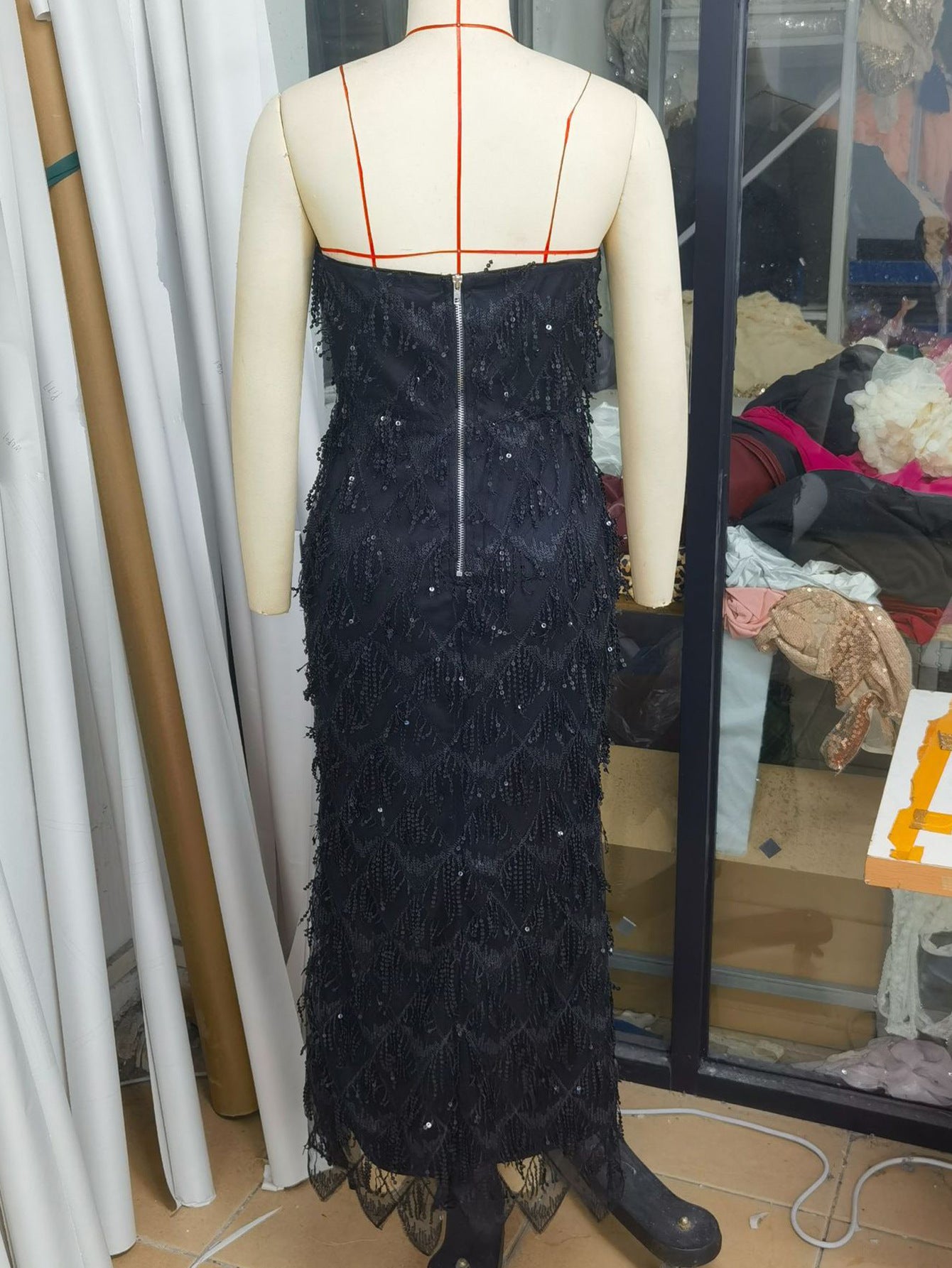 Women Sexy Backless Sequin Birthday Party Evening Dress 7