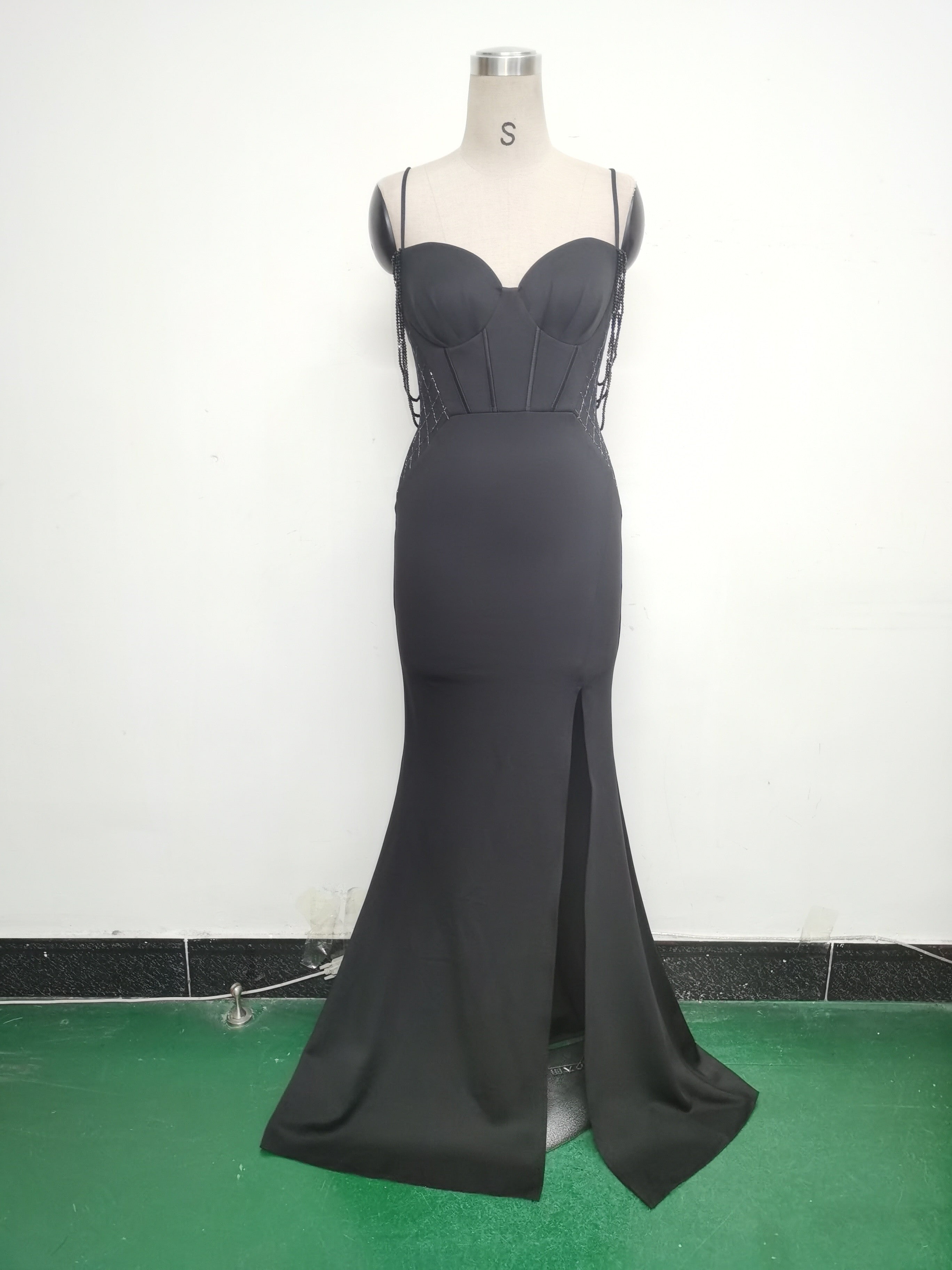 Women Fishbone Lace Sequin Wedding Fishtail Evening Dress 32