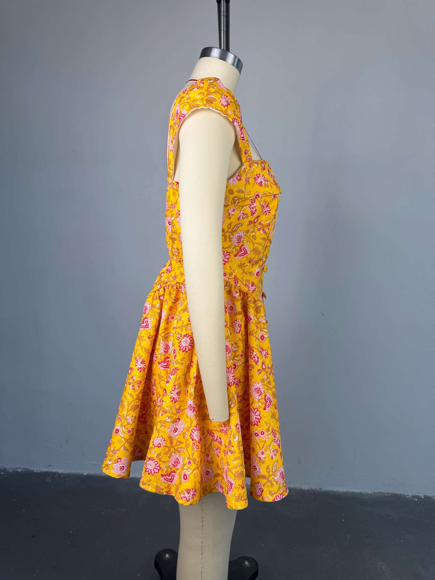 Women Summer Square Neck Printed Irregular Mini Dress 24