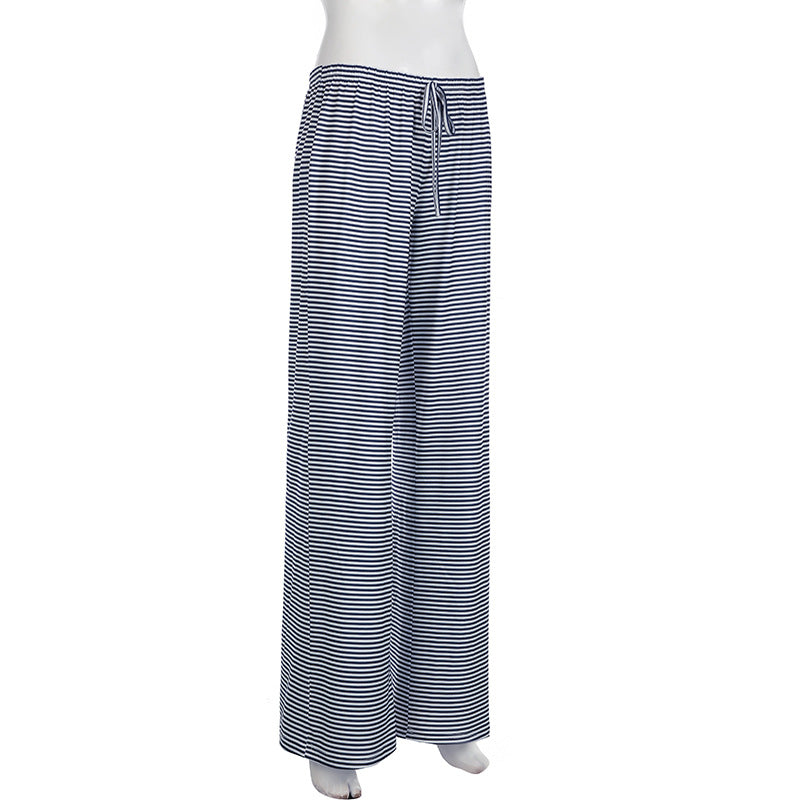 Women American Casual Striped Lace-up Pants 21