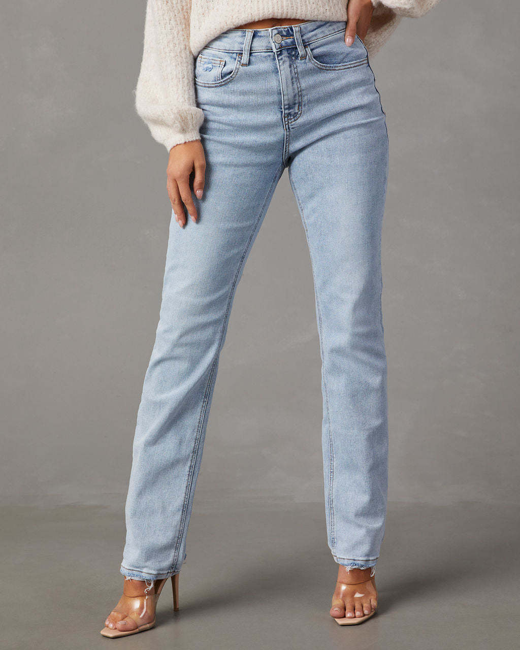 Women High Waist Denim Straight Pants 3