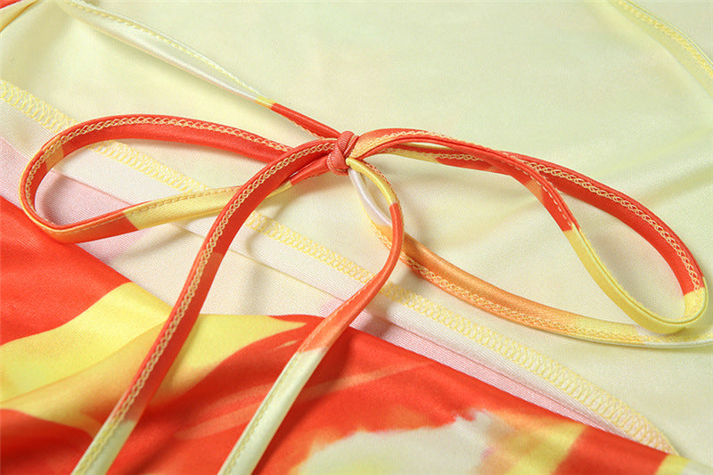 Women's Summer Fashion Print Sleeveless Low-Back Long Dress 14