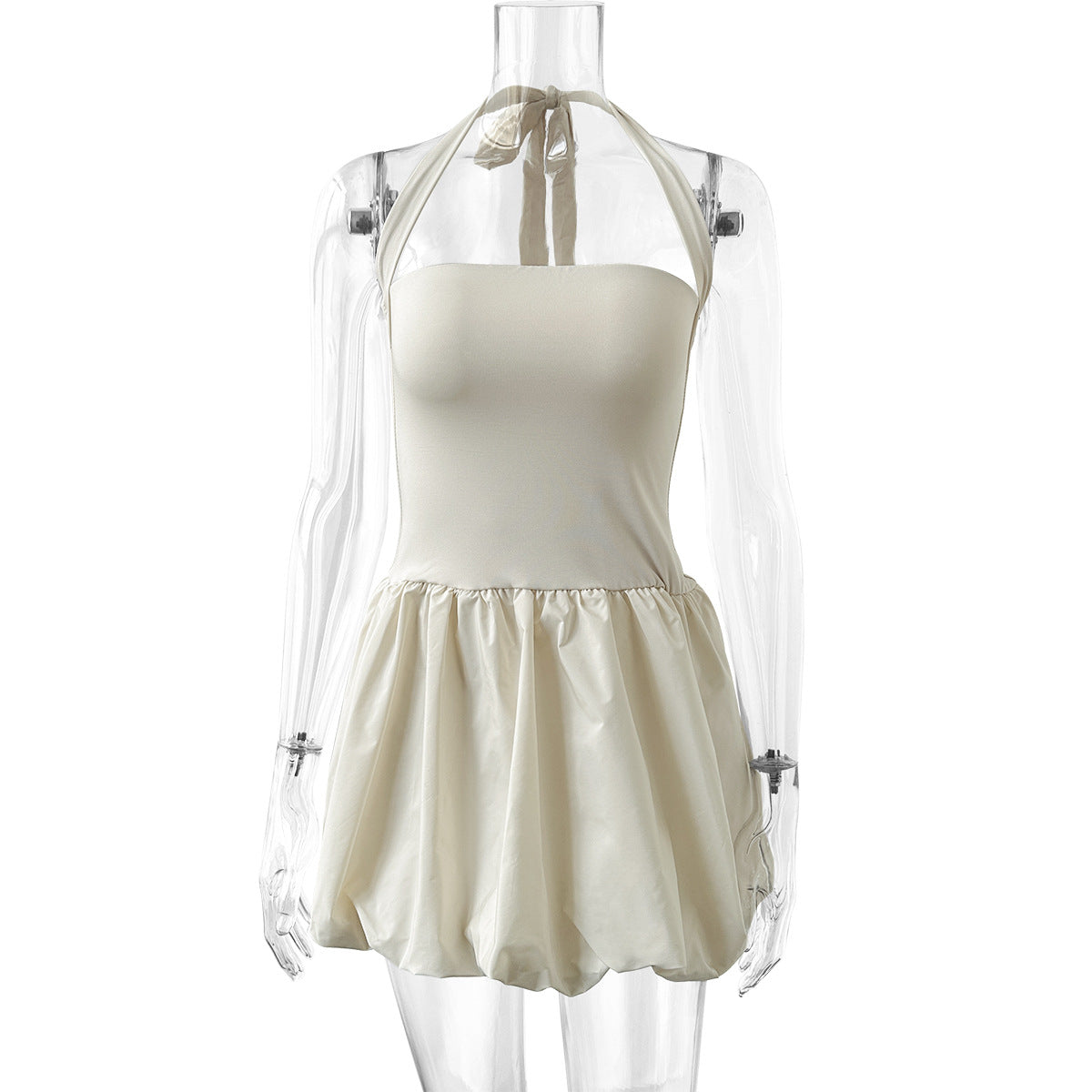 Women summer pleated backless sexy lace-up off-shoulder dress 15