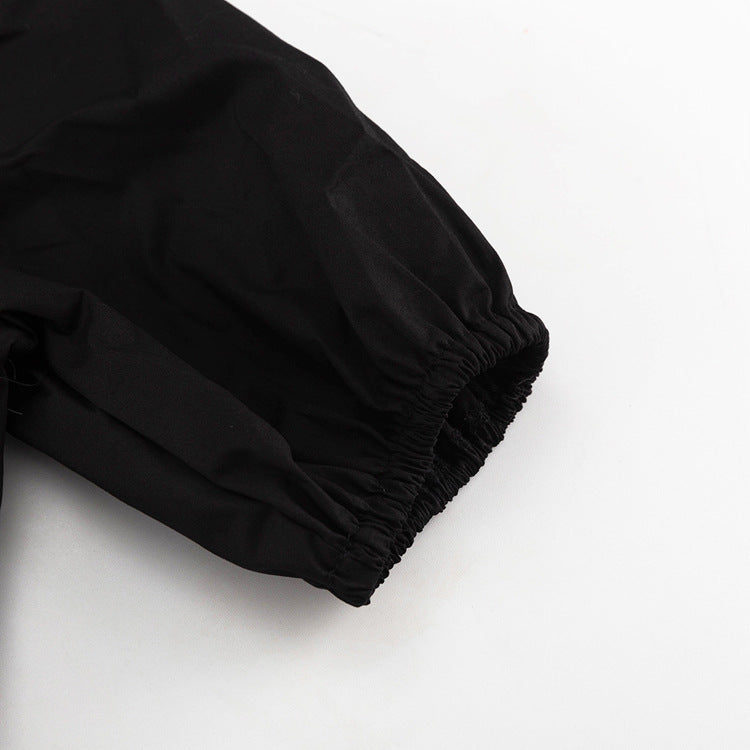 White Ruffled Women's Sexy V-Neck Puff Sleeve Drawstring High Waist Dress 15