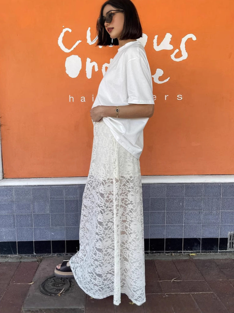 Spring Jacquard Lace Cut-Out Fashion Sexy Long Skirt 3