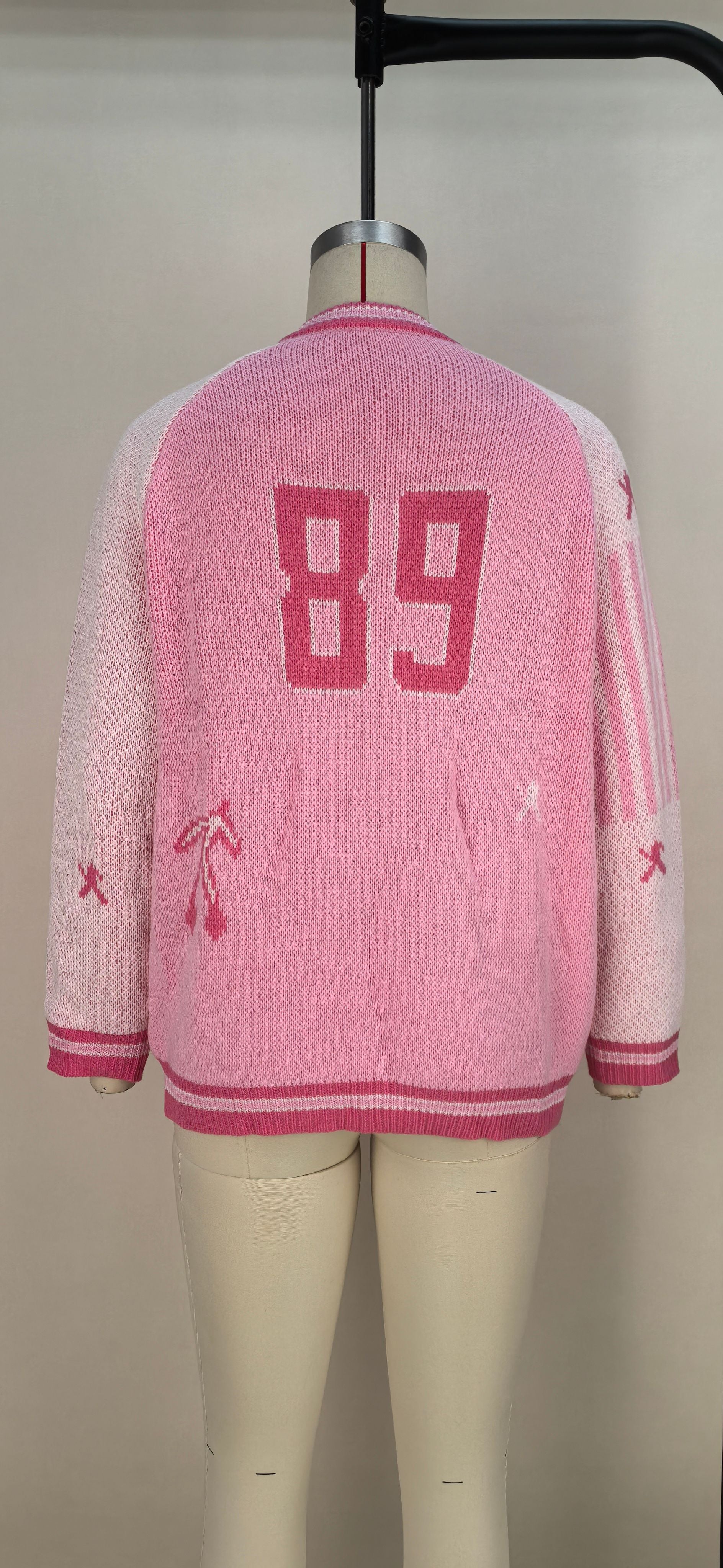 Women's Letter Baseball Sweater Women's Loose Cardigan Casual Long Sleeve Top 8