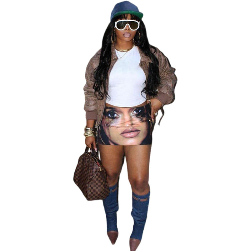 Women spring street sexy print Bodycon Skirt 6