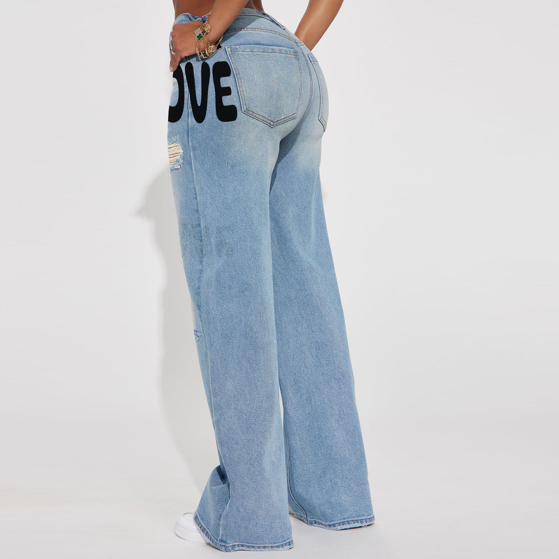 Women Wide-leg Denim Jeans 5