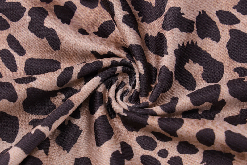 Summer Leopard Print Sexy V-Neck Low Back Slim Halter Neck Jumpsuit 14