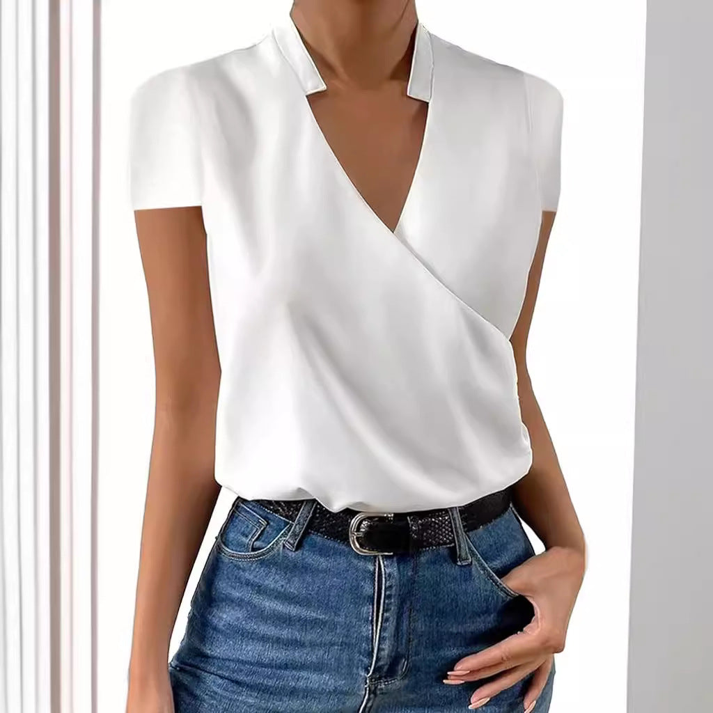 Fashion Casual Summer Slim Solid Color Short-Sleeved Tops T-Shirt 5