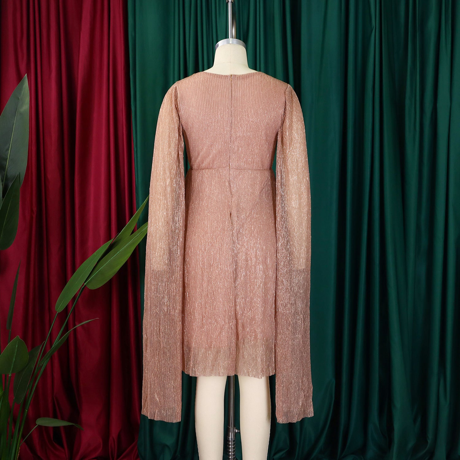 Women's Winter Fashion Chic Elegant V-Neck Long Sleeve Africa Evening Dress 14