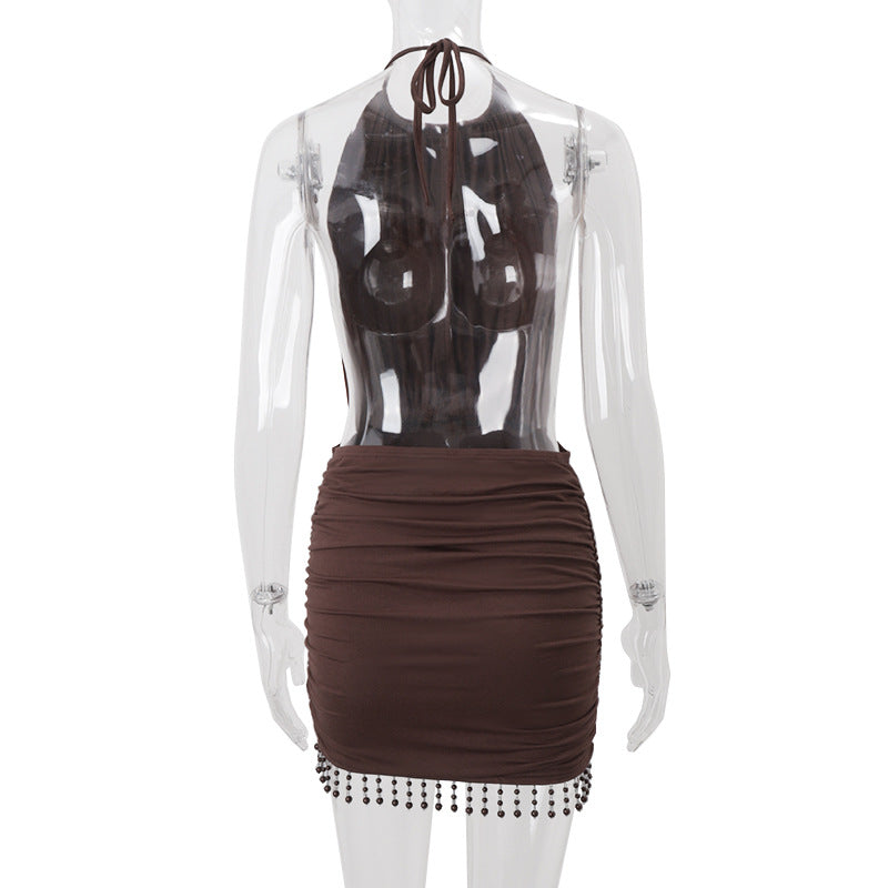 Women Sexy Summer Backless Solid Bodycon Dress 8