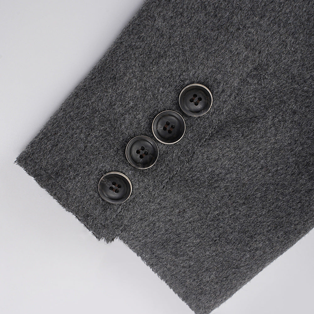 Women Winter Loose Oblique Button Placket Irregular Blazer 17