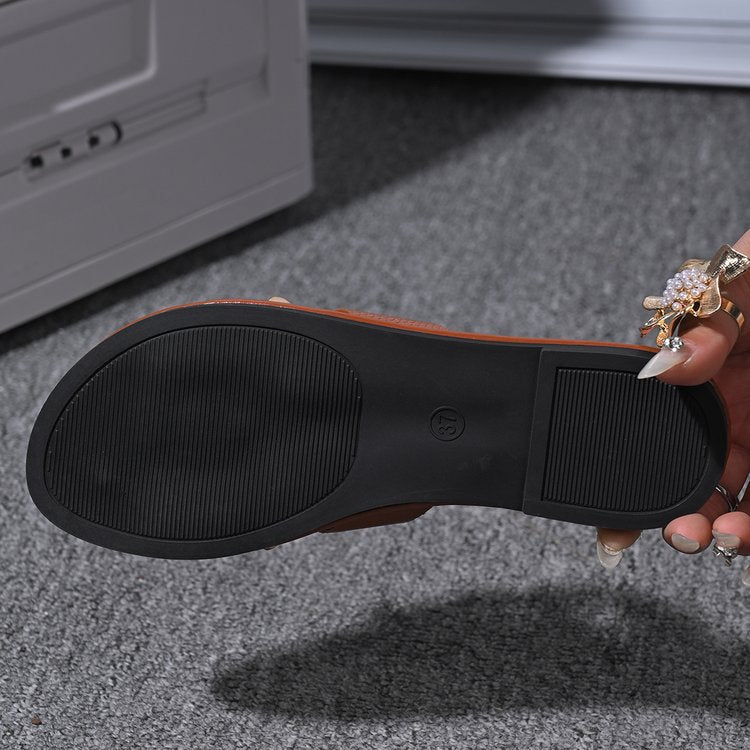 Plus Size Women's Solid Color Summer Flat Slippers Casual Open Toe Sandals 17