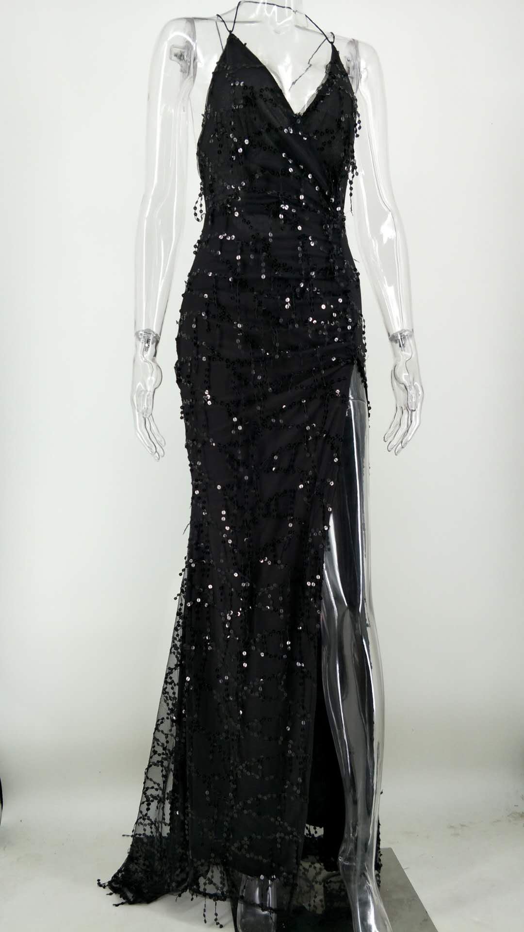 Sexy Sequins High Slit Evening Dress 3