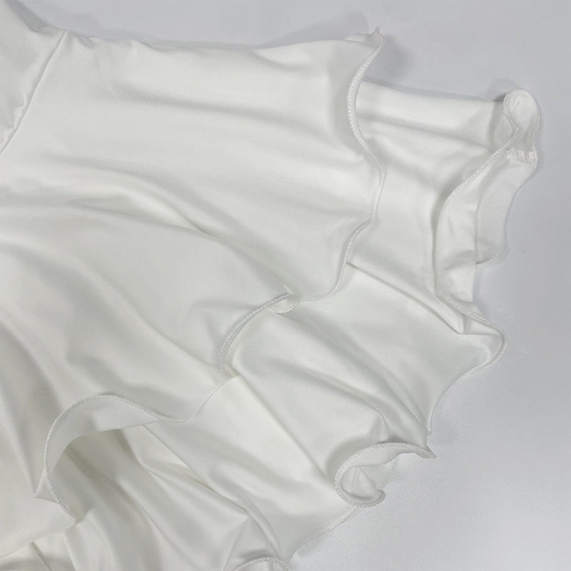 Summer Sexy Single-Button Bell Sleeve Slim Waist Mini Dress 38