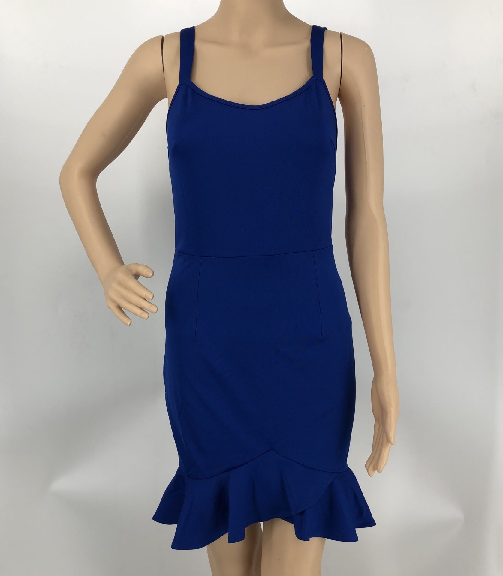 Fashion Solid Color Straps Ruffle Bodycon Dress 14