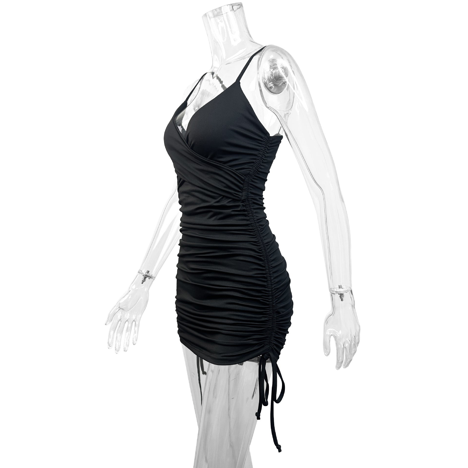 Women's strap Sexy Fashion Lace Up Pleated Short Dresses 7